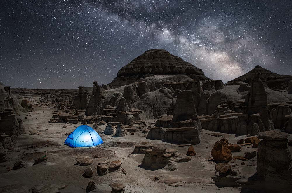 Luna tent at night in New Mexico desert (6649448792137)