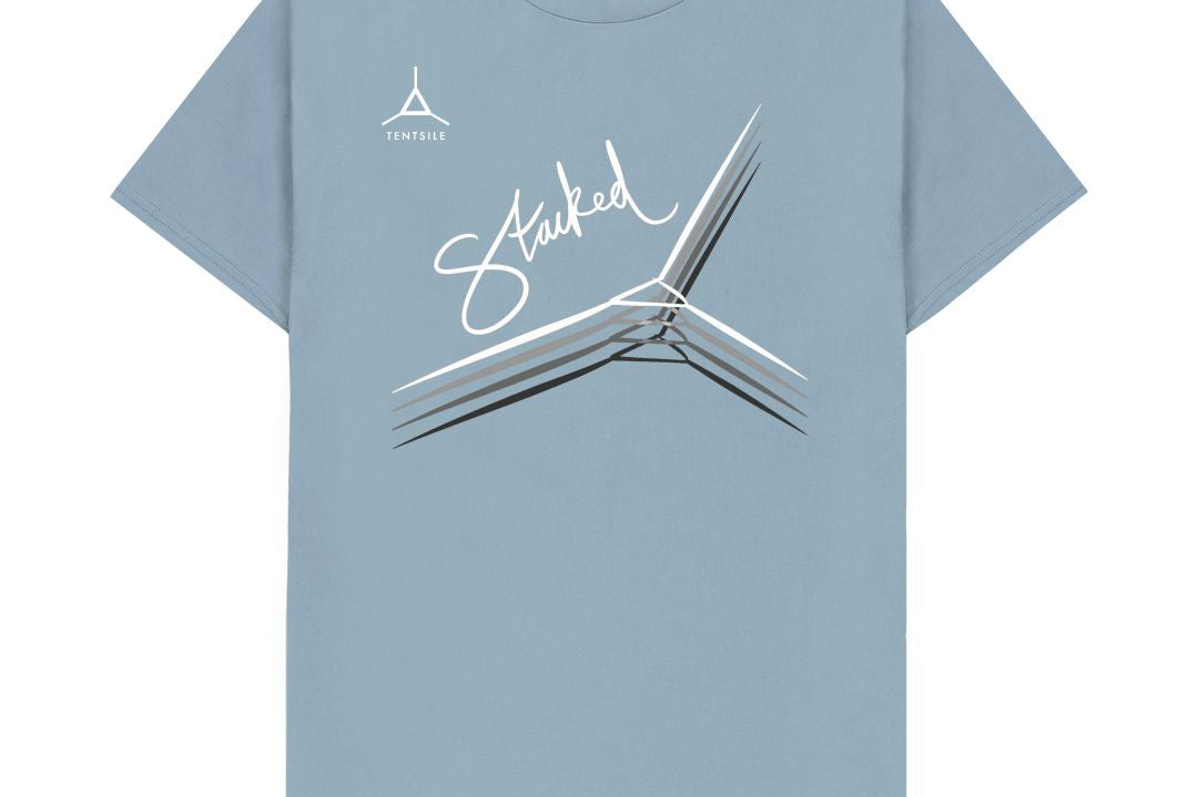 Stone Blue Tentsile Logo and Stacked Graphic Mens T shirts (4590916141129)