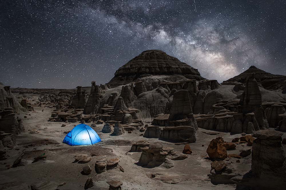 Luna tent at night in New Mexico desert (6649448792137)
